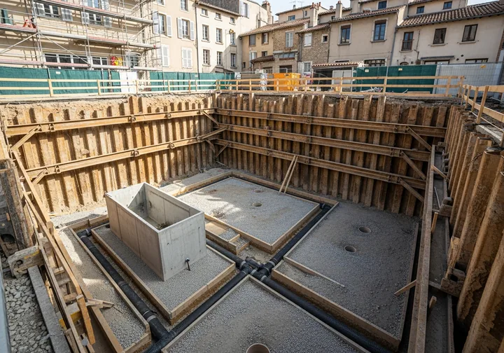 Terrassement de sous-sol et assainissement d'une maison à Oullins